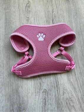 Small Dog Harness in Pink Breathable Mesh with White Paw Print Accent - size XS